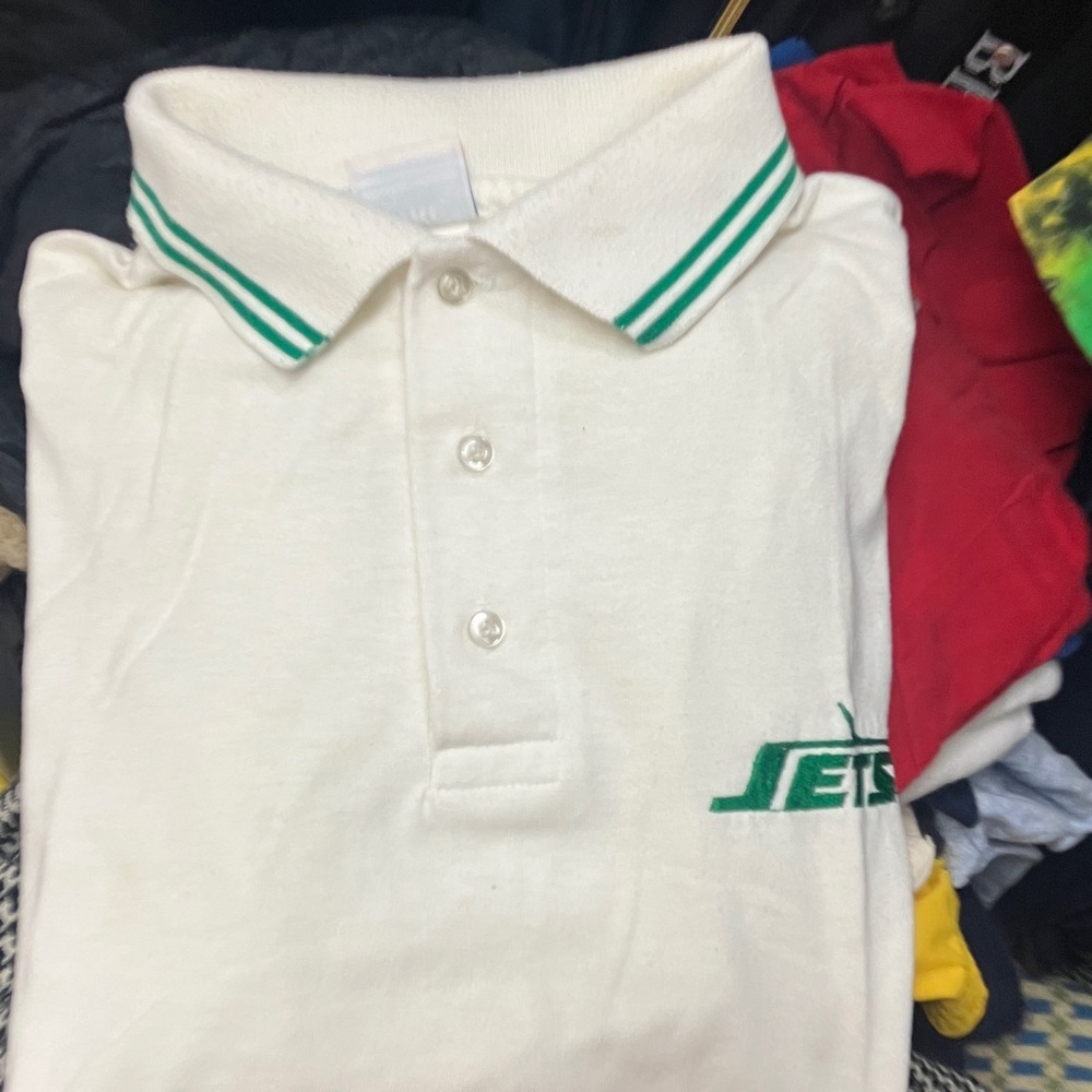 Amazing find. Vintage White Jets Polo Shirt with Green Accents